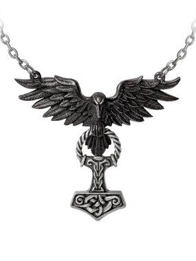 Alchemy Gothic Hrafnhamerr Pendant Black Raven Thor's Hammer Mjolnir Necklace